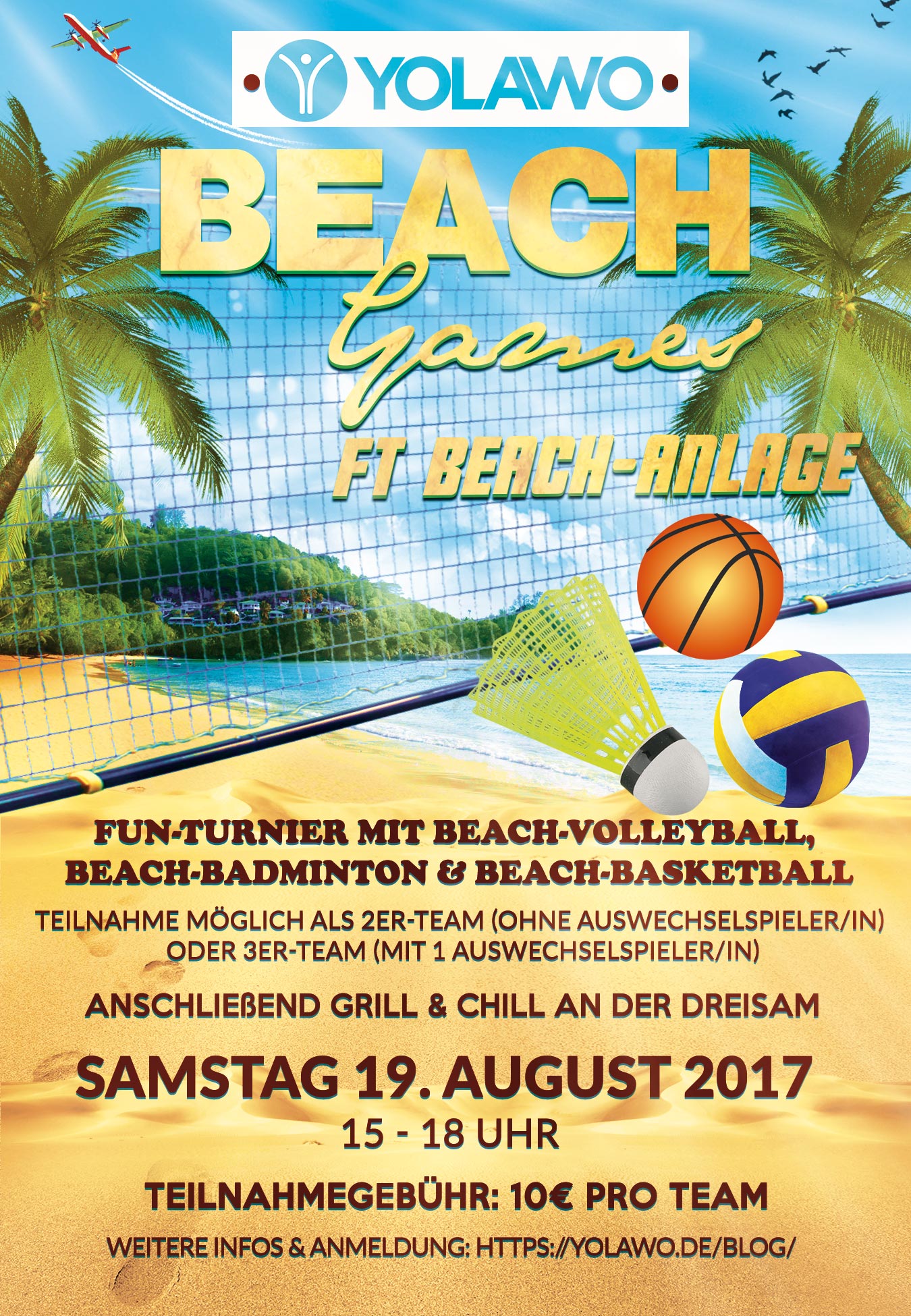 Flyer für das Yolawo-Beach-Games-Event