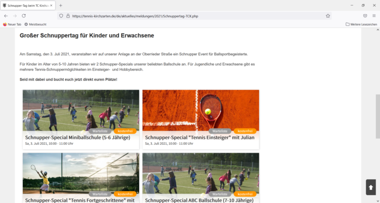 Die Buchung erfolgt über die Homepage