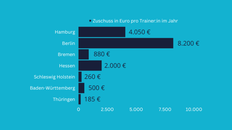 Übersichtliche Darstellung der Zuschüsse für die Bezahlung von Übungsleitern